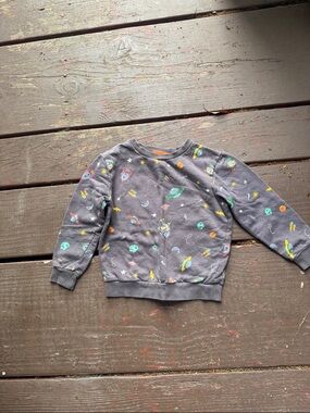 Monsoon Charcoal Space-Print Sweatshirt with Colorful Accents